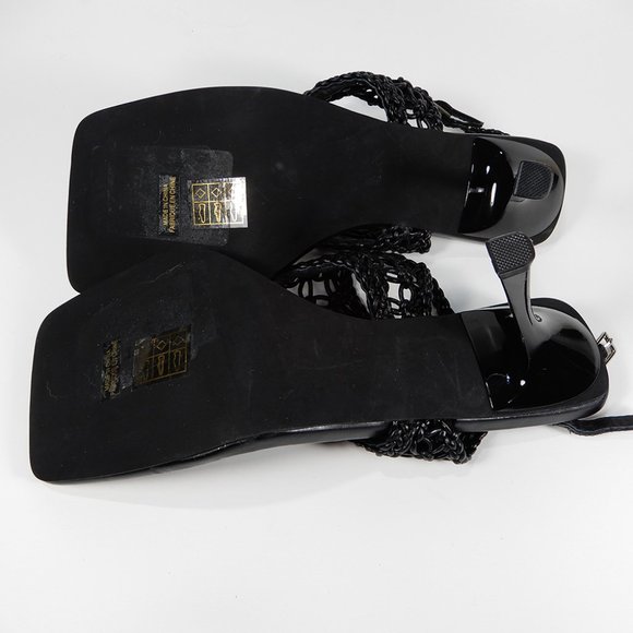 JEFFREY CAMPBELL Millenia Slingback SANDALS Size 8.5 Square Toe Heels Black NEW - Picture 10 of 10